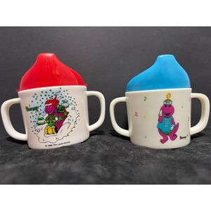 Vintage 1993 Barney the Dinosaur Sippy Cup Set 2 Training Toddler Baby 90s
6oz